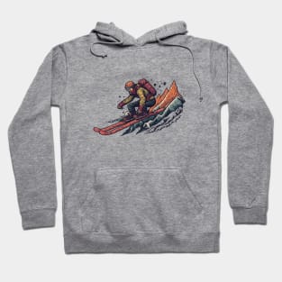 skier in Retro Sci-Fi Art style Hoodie